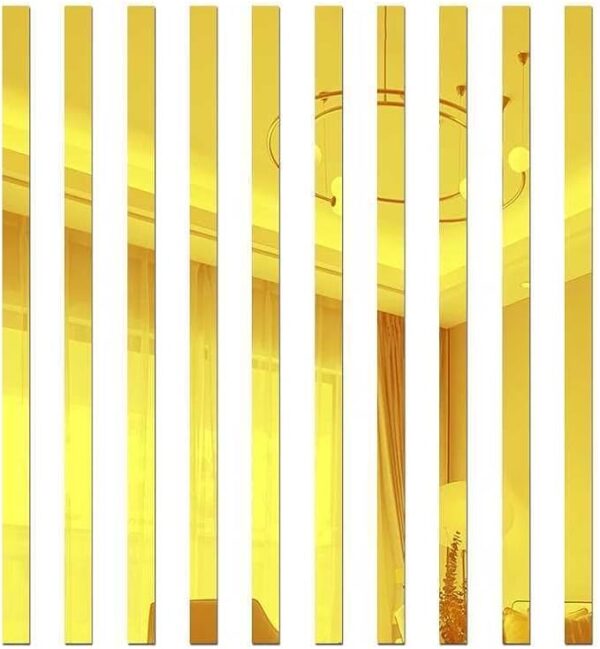 10-Pc Striped Mirror Wall Stickers Kit – DIY Self-Adhesive Acrylic Border Decals for Modern Home Decor | Removable, Shatterproof & Easy Install