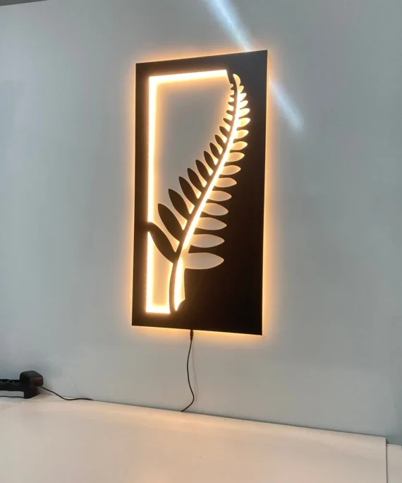 Eco-Chic 3D Bamboo Leaf Wall Decor with Customizable Neon Lights – Modern Nature-Inspired Art for Home & Office