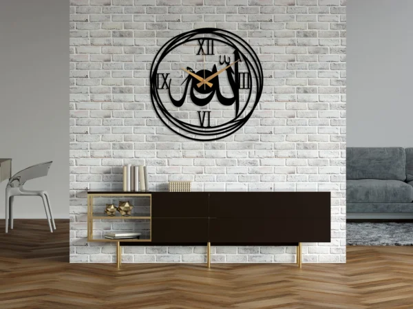 Islamic Wall Clock Allah(SWT), Wooden Large Wall Clock, Modern Islamic Art - Image 2