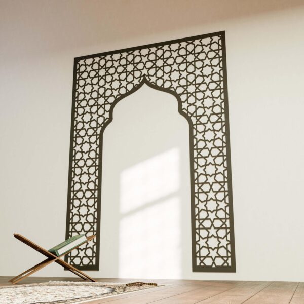 Mihrab Islamic Wall Art Mihrab Ramadan Decor Muslim Prayer Room Moroccan Wood Decorative Panel Eid Mubarak Gift - Image 2