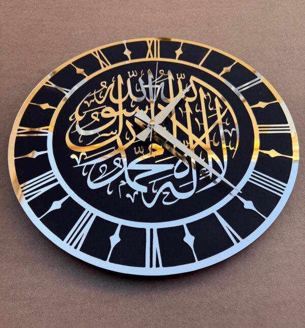 First Kalimah Islamic Wall Art & Clock – Handcrafted Arabic Calligraphy Decor for Prayer Rooms, Eid Gifts & Muslim Home Decor - Image 3